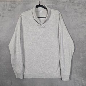 Peter Millar shirt Mens L Gray Shawl Collar Stretch Modal Golf long‎ sleeve